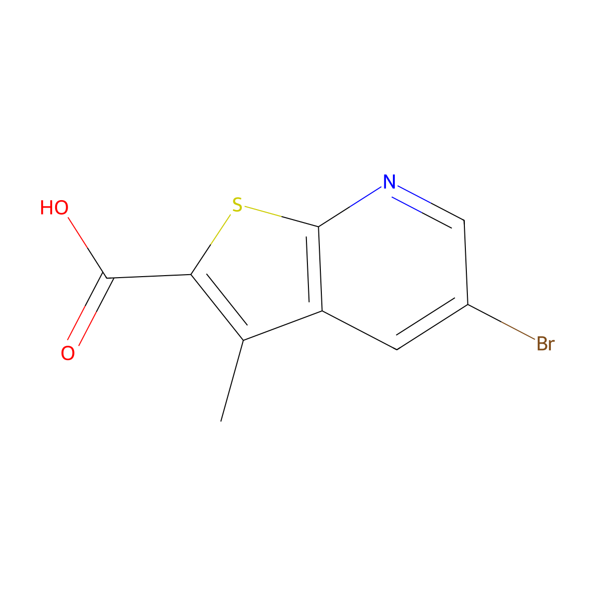 5-Bromo-3-methylthieno[2,3-b]pyridine-2-carboxylic acid molecular structure, CAS 2578839-31-1