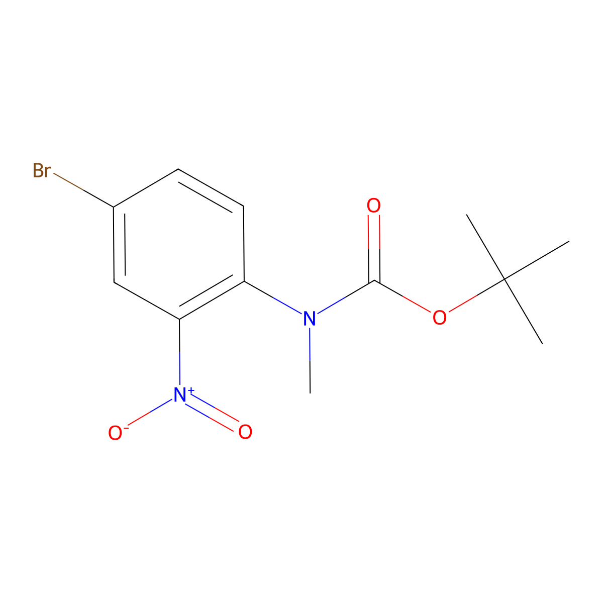 tert-butyl N-(4-bromo-2-nitrophenyl)-N-methylcarbamate molecular structure, CAS 2578840-07-8