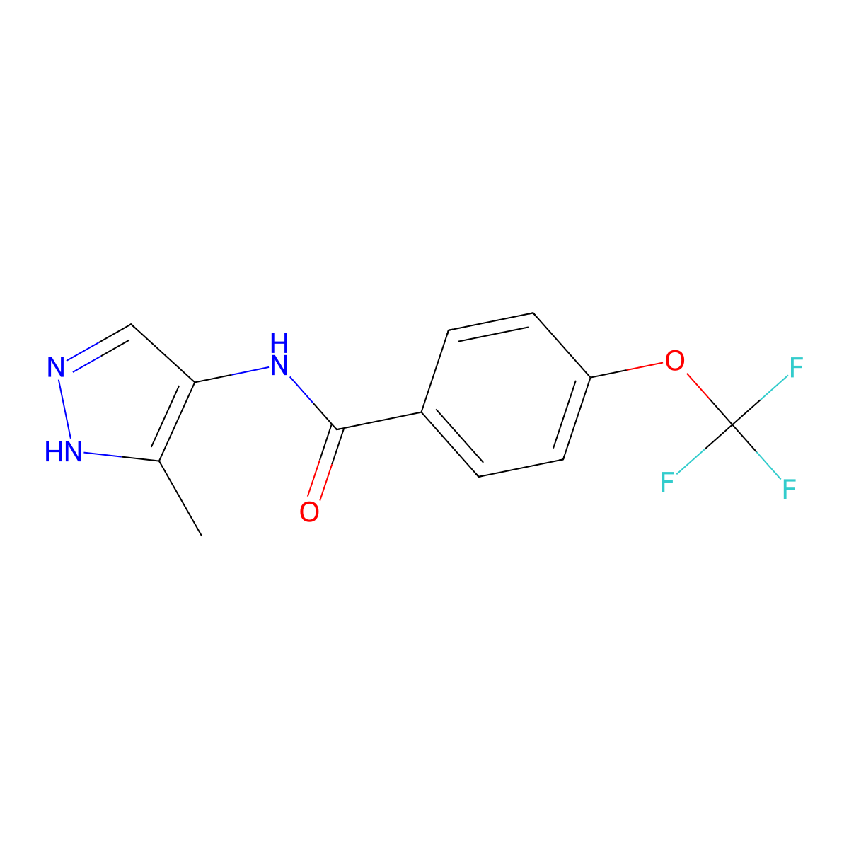 N-(3-Methyl-4-pyrazolyl)-4-(trifluoromethoxy)benzamide molecular structure, CAS 2579028-37-6