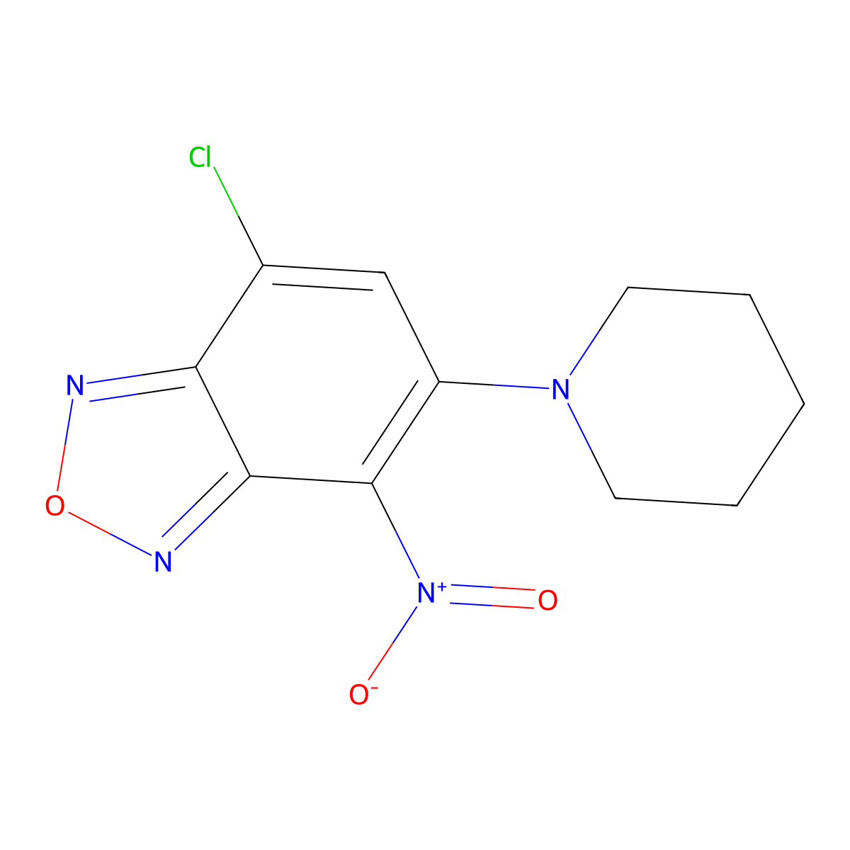 7-Chloro-4-nitro-5-(piperidin-1-yl)-2,1,3-benzoxadiazole molecular structure, CAS 257932-07-3