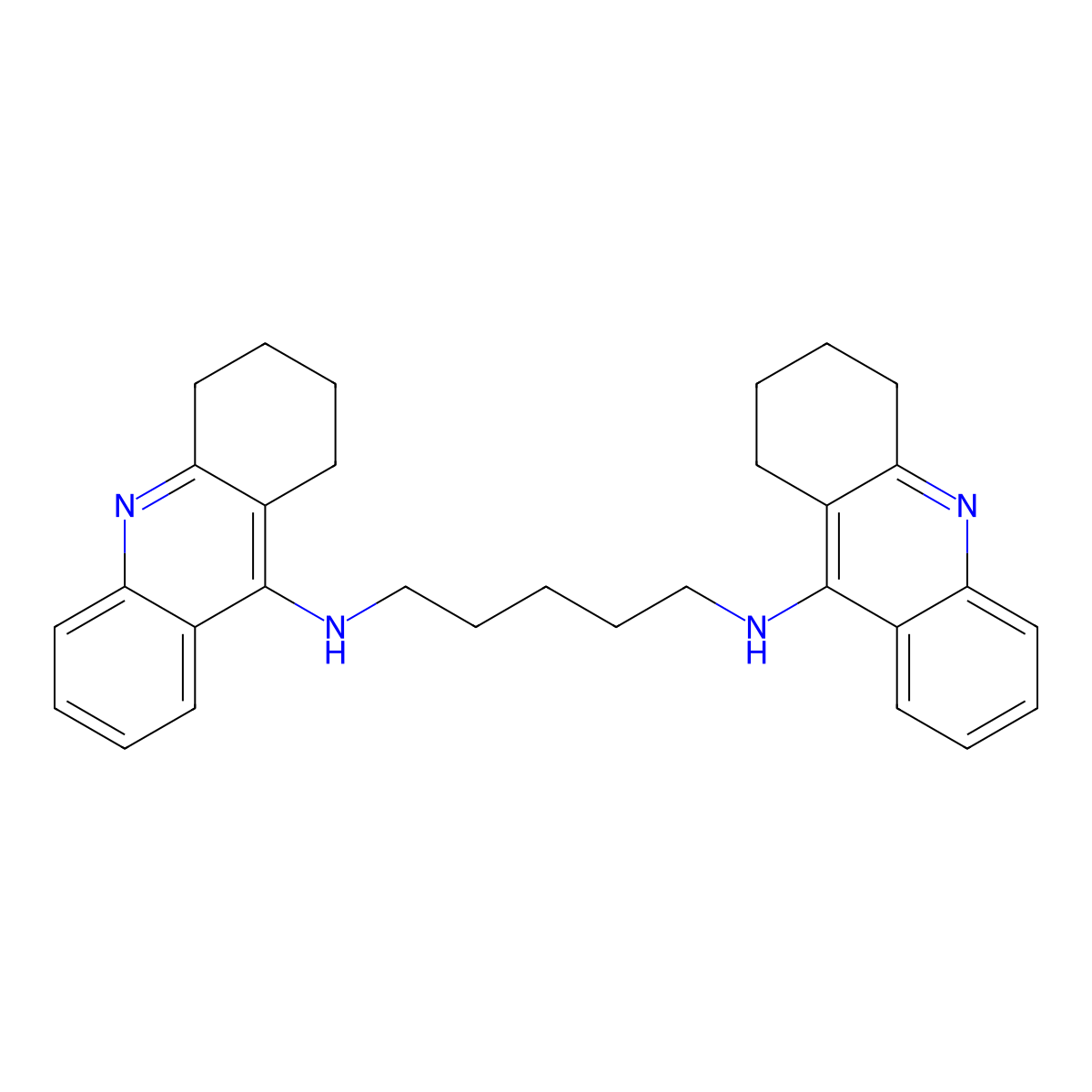 N,N'-Di-1,2,3,4-Tetrahydroacridin-9-Ylpentane-1,5-Diamine molecular structure, CAS 257933-41-8
