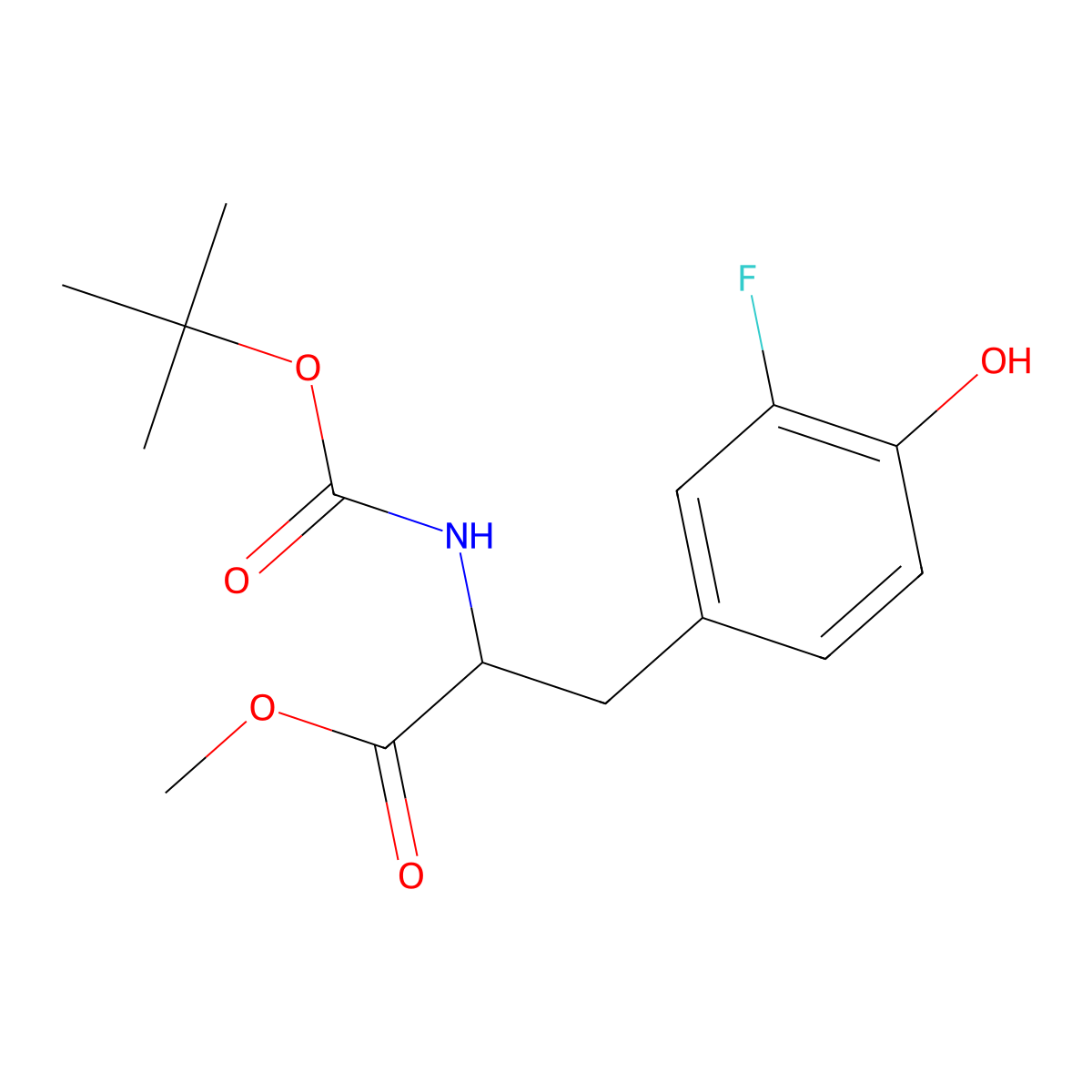 Methyl 2-{[(tert-butoxy)carbonyl]amino}-3-(3-fluoro-4-hydroxyphenyl)propanoate molecular structure, CAS 257937-74-9
