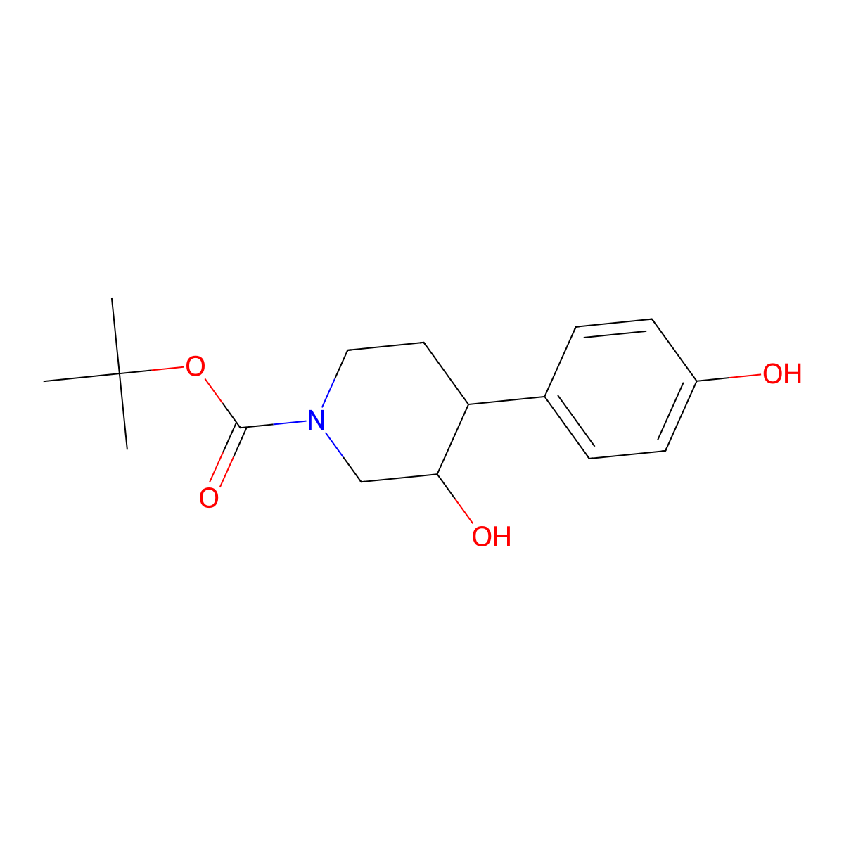 Tert-butyl (3S,4S)-3-hydroxy-4-(4-hydroxyphenyl)piperidine-1-carboxylate molecular structure, CAS 257938-67-3