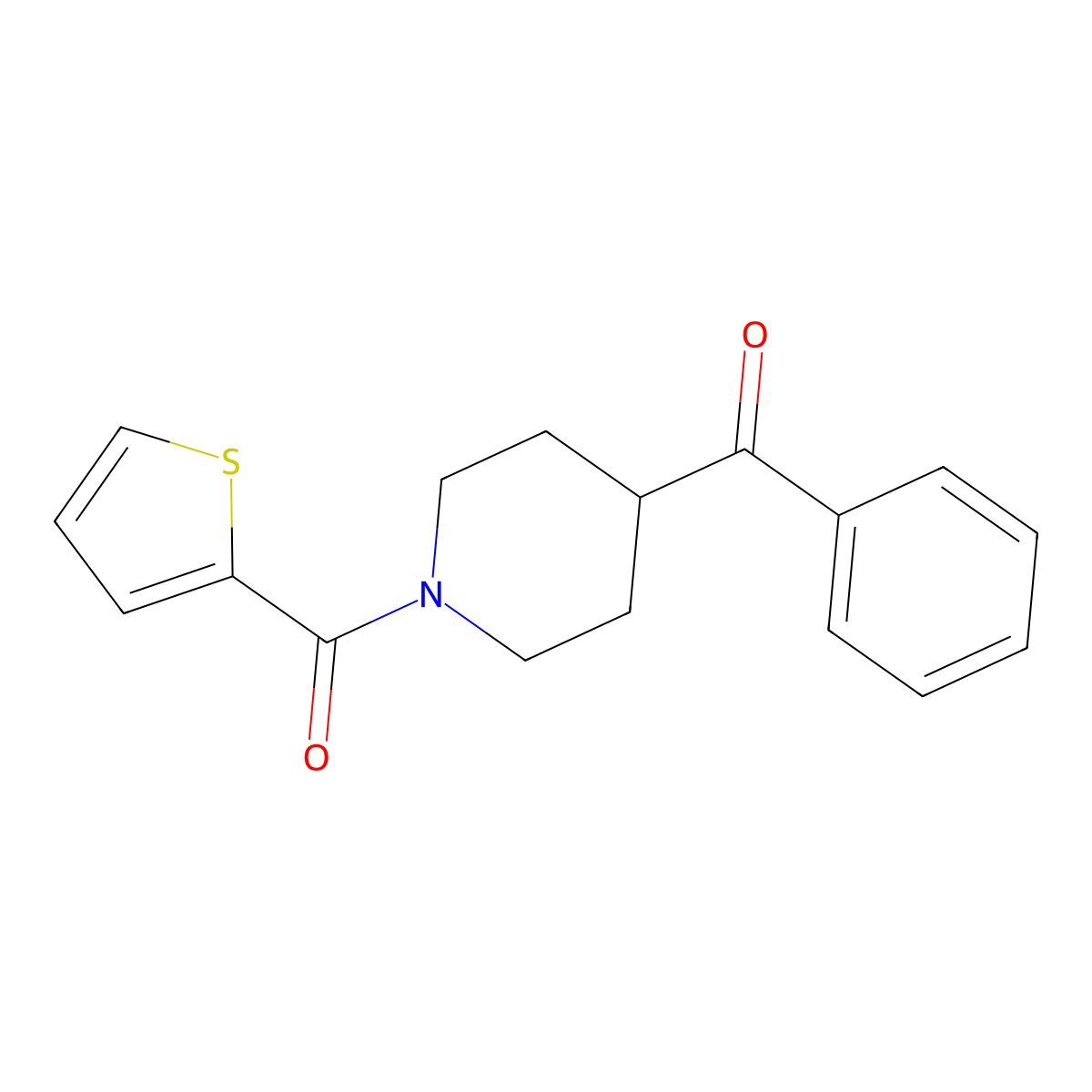 Phenyl-[1-(thiophene-2-carbonyl)piperidin-4-yl]methanone molecular structure, CAS 257946-60-4