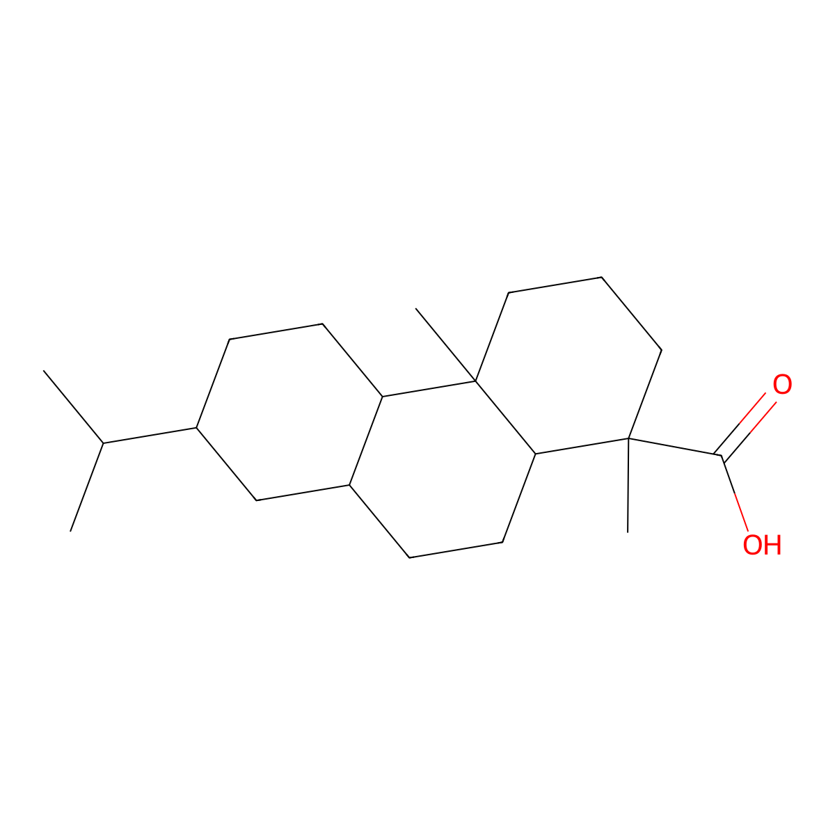 Tetradecahydro-7-isopropyl-1,4a-dimethylphenanthren-1-carboxylic acid molecular structure, CAS 25800-63-9