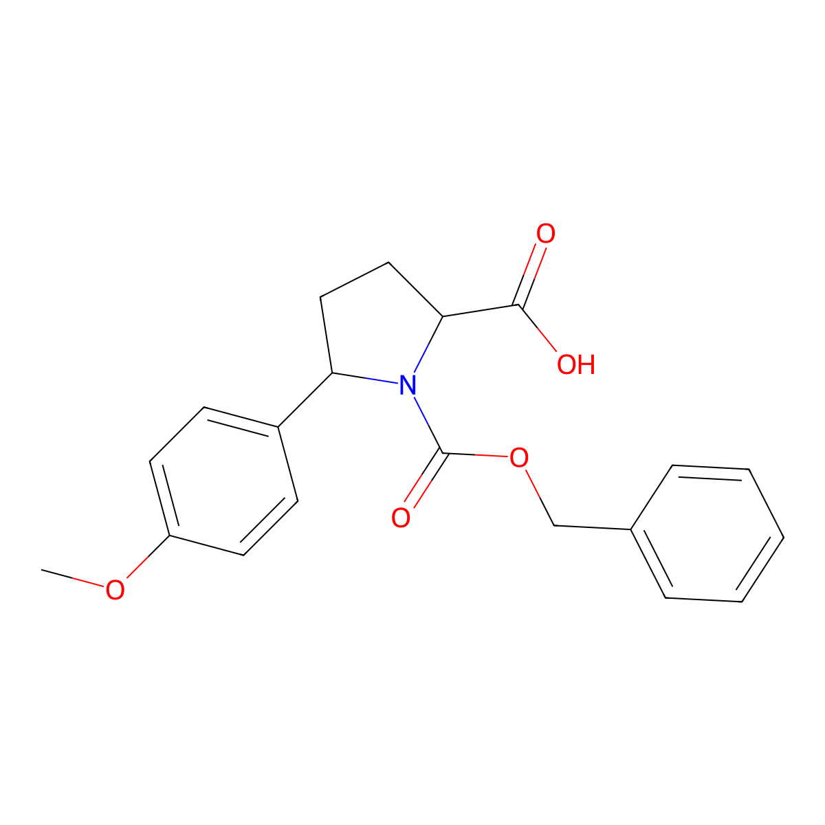 rac-(2R,5R)-1-[(benzyloxy)carbonyl]-5-(4-methoxyphenyl)pyrrolidine-2-carboxylic acid molecular structure, CAS 2580089-91-2
