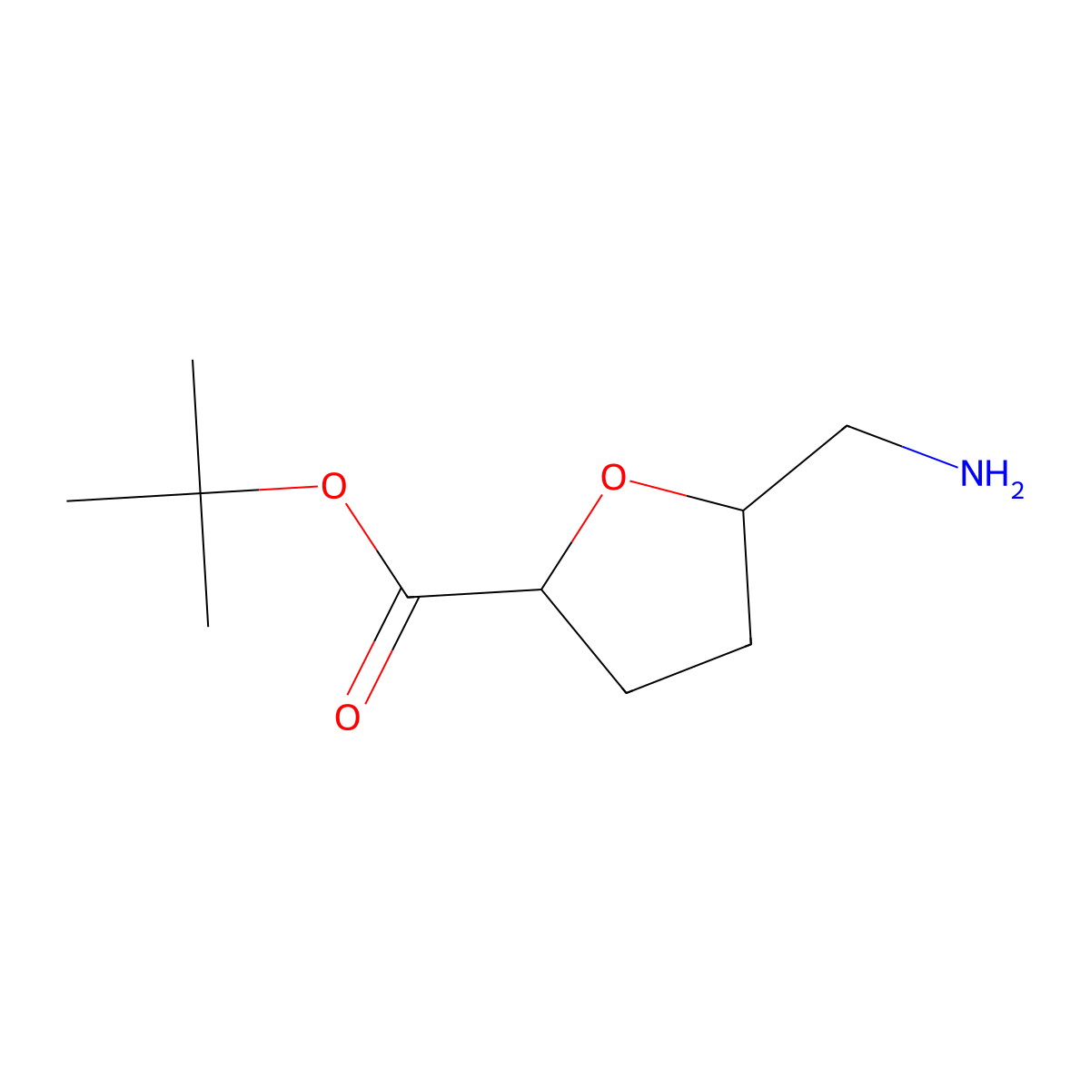 rel-tert-butyl (2R,5S)-5-(aminomethyl)oxolane-2-carboxylate molecular structure, CAS 2580089-99-0