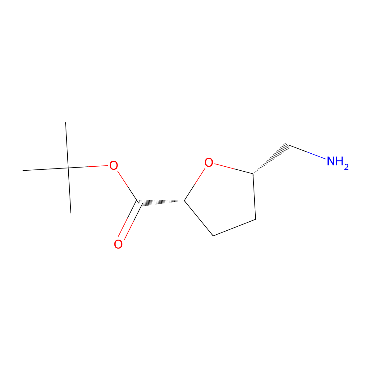 rel-tert-butyl (2R,5S)-5-(aminomethyl)oxolane-2-carboxylate molecular structure, CAS 2580089-99-0