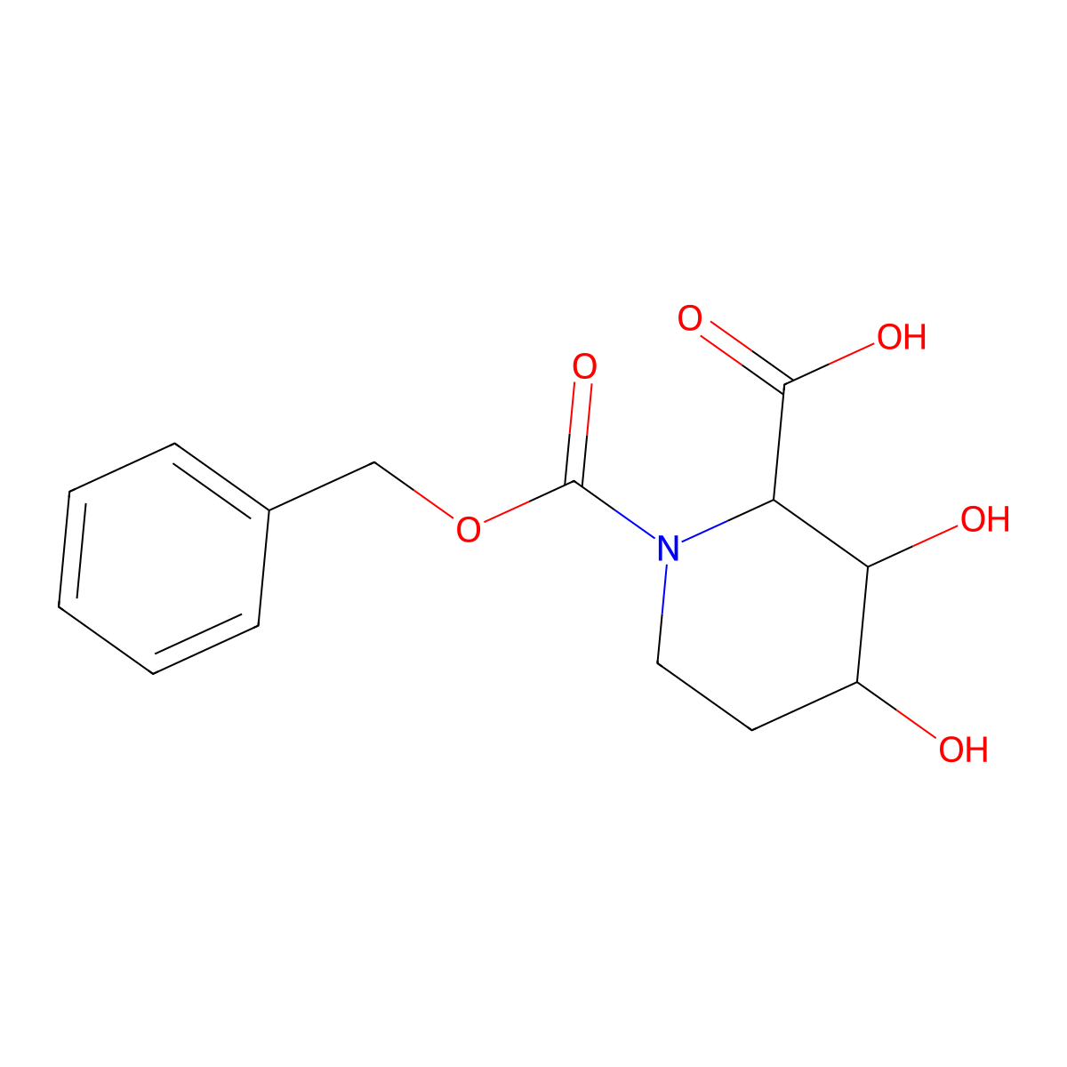 rac-(2R,3R,4S)-1-[(benzyloxy)carbonyl]-3,4-dihydroxypiperidine-2-carboxylic acid molecular structure, CAS 2580090-07-7