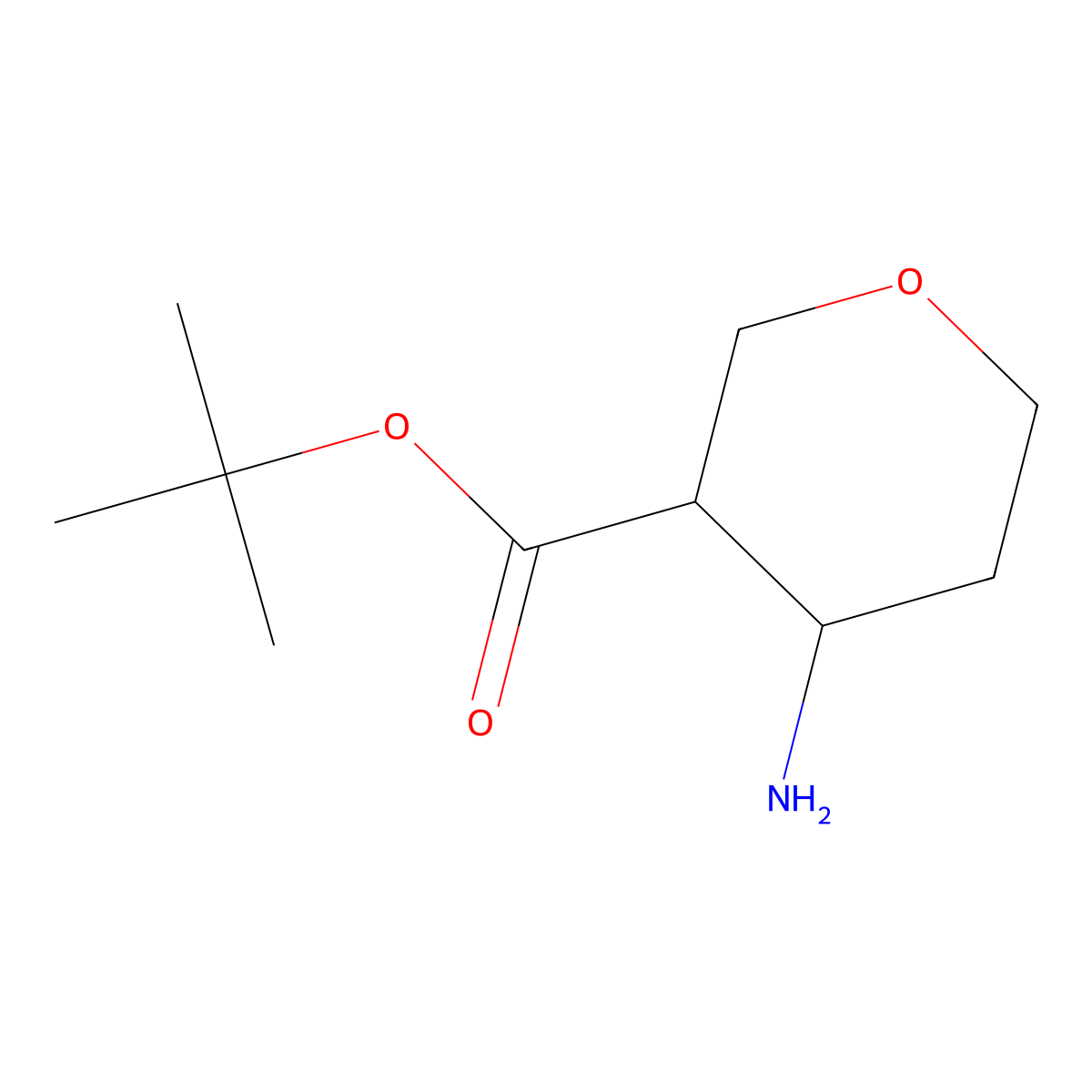 rac-tert-butyl (3R,4R)-4-aminooxane-3-carboxylate molecular structure, CAS 2580090-10-2