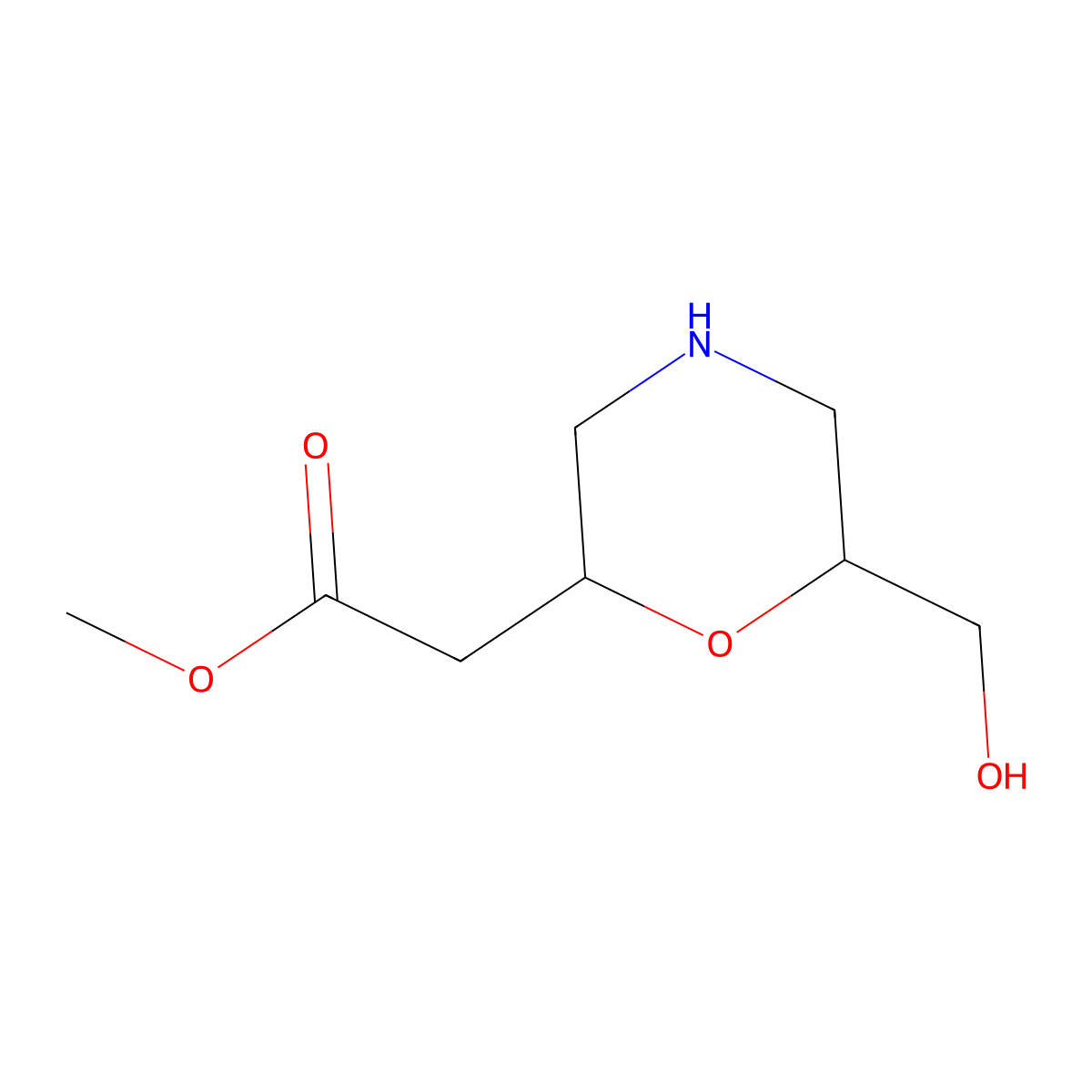 rac-methyl 2-[(2R,6R)-6-(hydroxymethyl)morpholin-2-yl]acetate molecular structure, CAS 2580090-16-8