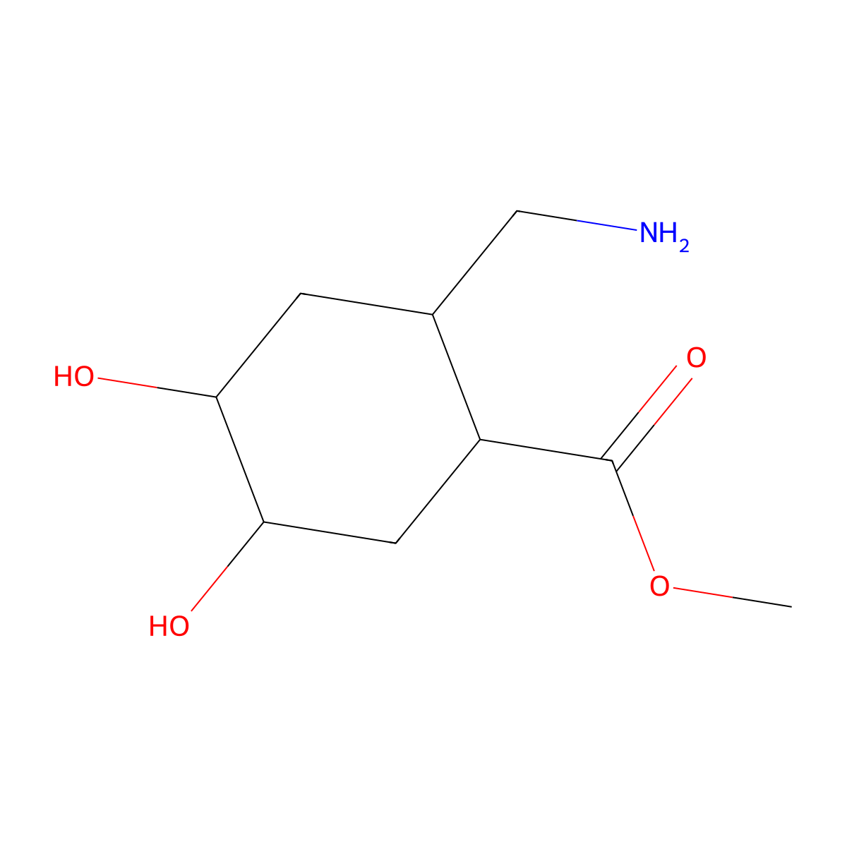 rac-methyl (1R,2S,4S,5R)-2-(aminomethyl)-4,5-dihydroxycyclohexane-1-carboxylate molecular structure, CAS 2580090-43-1