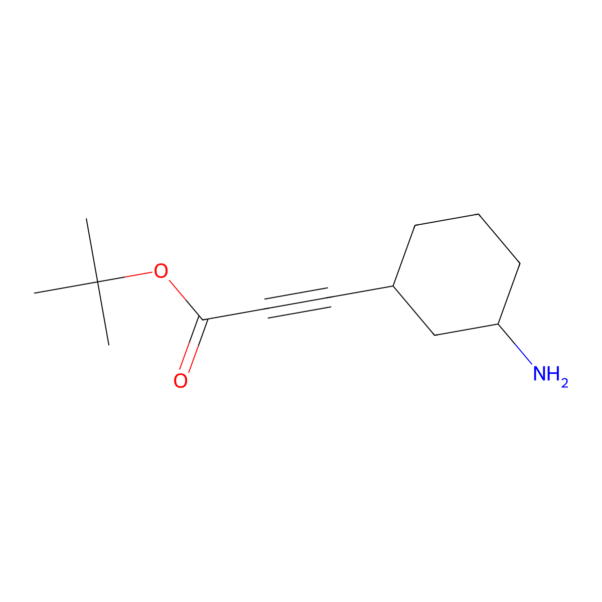 rac-tert-butyl 3-[(1R,3S)-3-aminocyclohexyl]prop-2-ynoate molecular structure, CAS 2580090-46-4