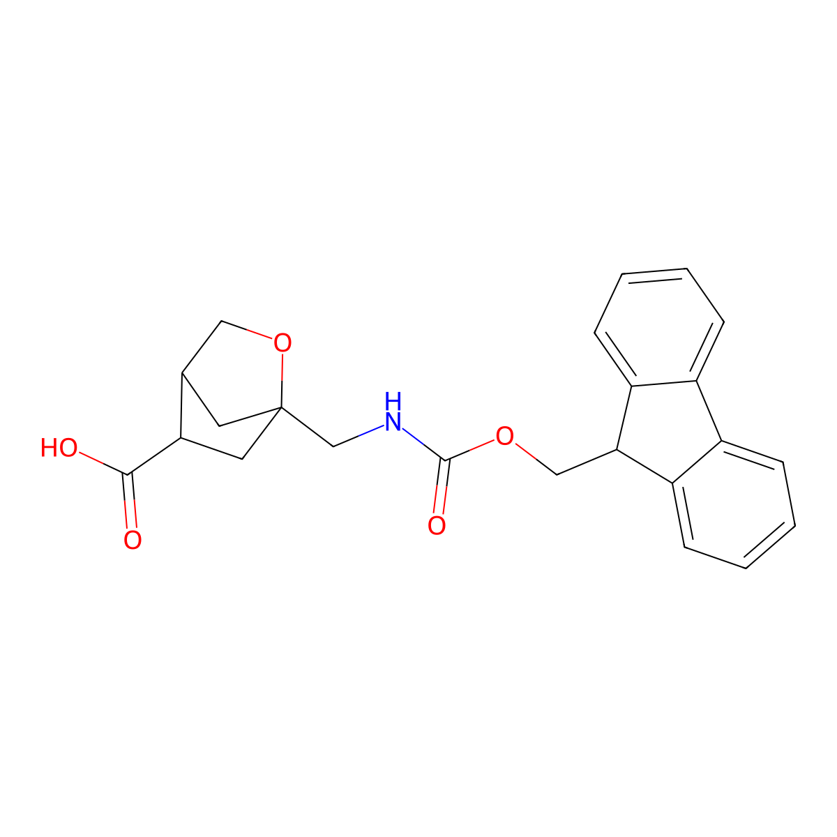 rac-(1R,4R,5R)-1-[({[(9H-fluoren-9-yl)methoxy]carbonyl}amino)methyl]-2-oxabicyclo[2.2.1]heptane-5-carboxylic acid molecular structure, CAS 2580090-54-4