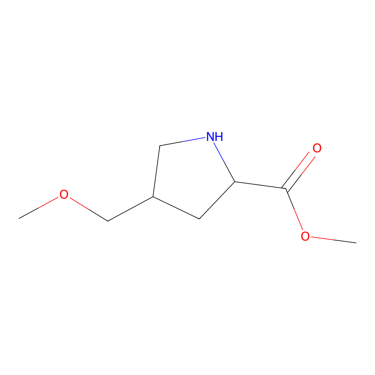 methyl (2S,4S)-4-(methoxymethyl)pyrrolidine-2-carboxylate molecular structure, CAS 2580090-60-2