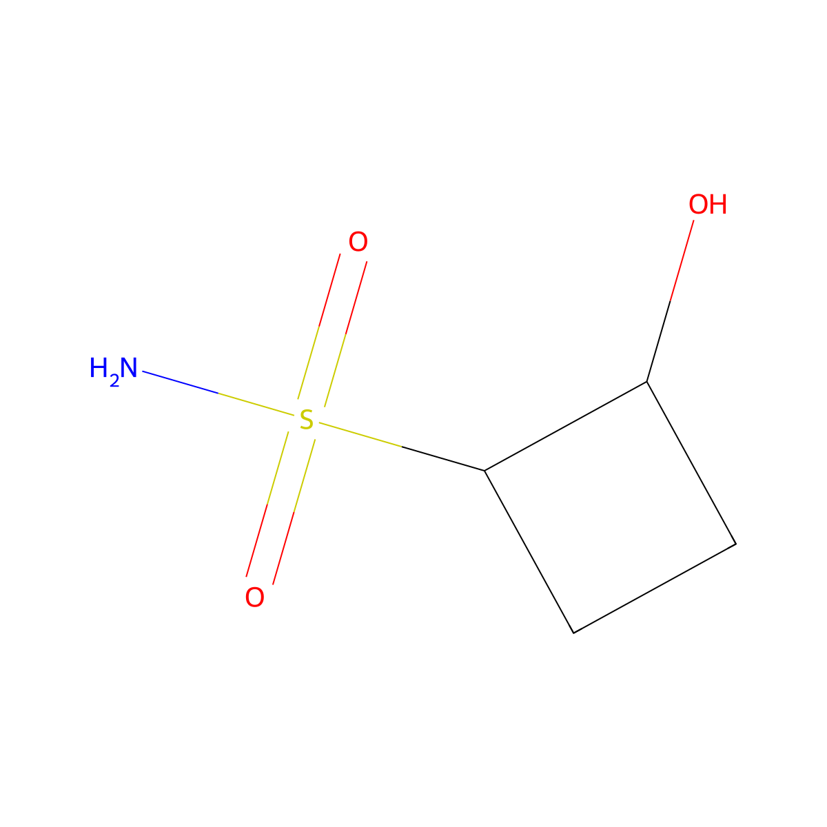 rac-(1R,2R)-2-hydroxycyclobutane-1-sulfonamide molecular structure, CAS 2580090-68-0