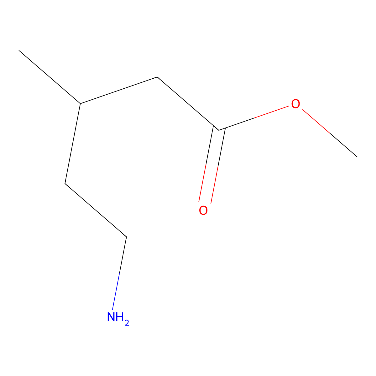 methyl (3R)-5-amino-3-methylpentanoate molecular structure, CAS 2580090-72-6