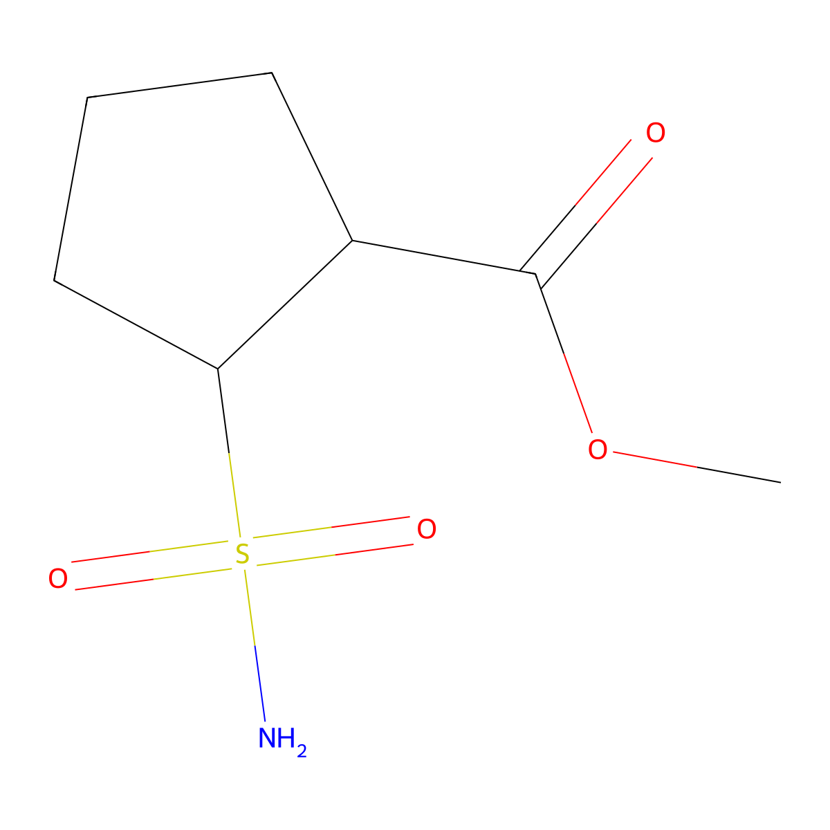 rac-methyl (1R,2S)-2-sulfamoylcyclopentane-1-carboxylate molecular structure, CAS 2580090-76-0