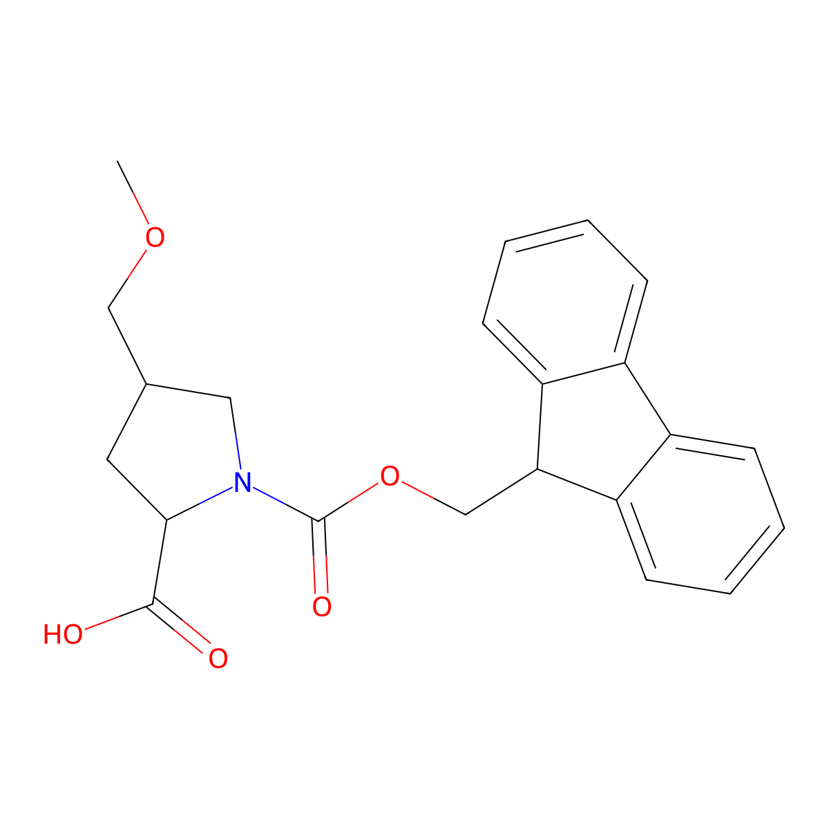 (2S,4S)-1-{[(9H-fluoren-9-yl)methoxy]carbonyl}-4-(methoxymethyl)pyrrolidine-2-carboxylic acid molecular structure, CAS 2580090-77-1