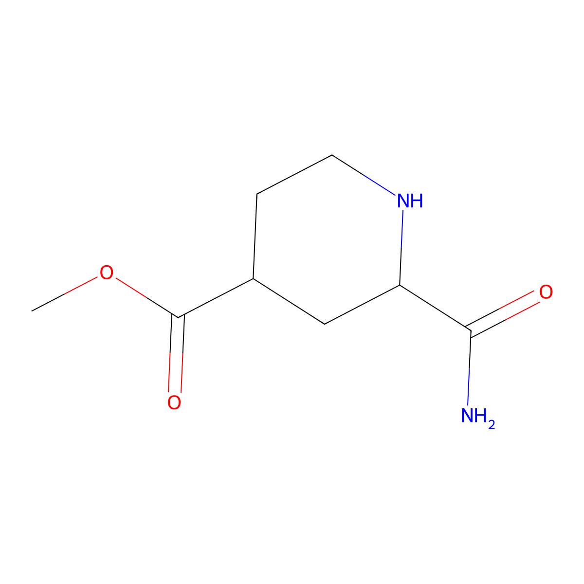rac-methyl (2R,4S)-2-carbamoylpiperidine-4-carboxylate molecular structure, CAS 2580090-91-9