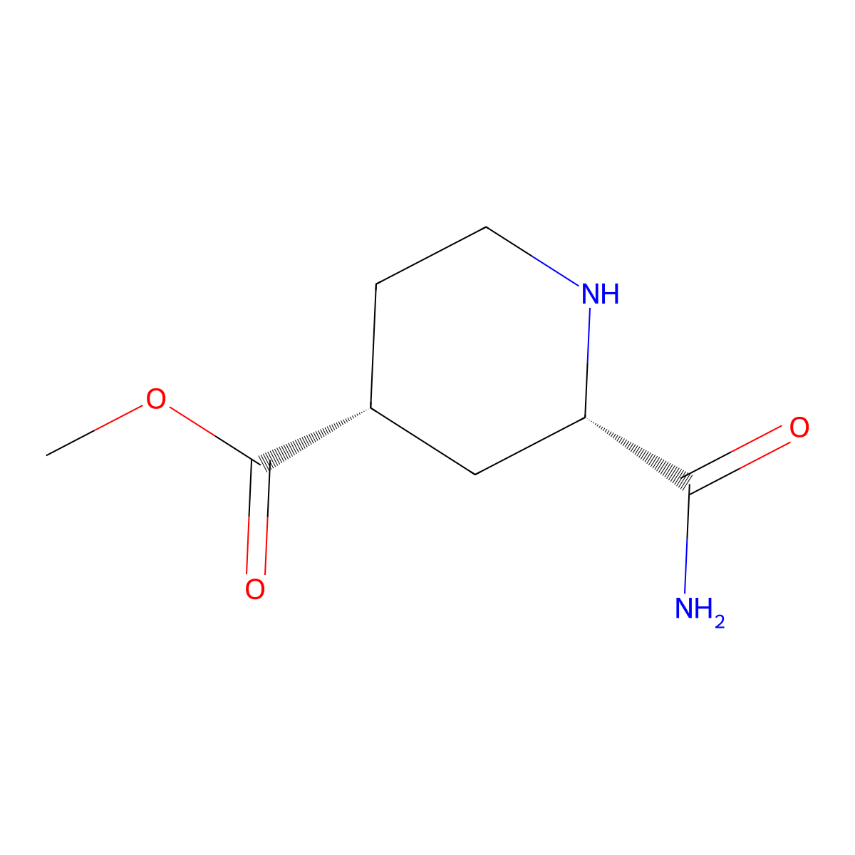rac-methyl (2R,4S)-2-carbamoylpiperidine-4-carboxylate molecular structure, CAS 2580090-91-9