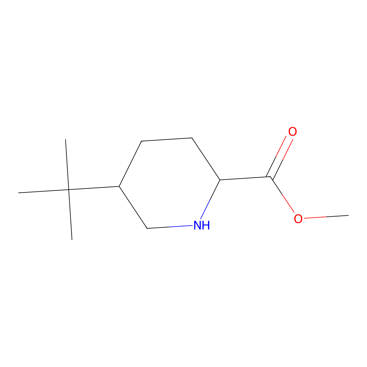 rac-methyl (2R,5R)-5-tert-butylpiperidine-2-carboxylate molecular structure, CAS 2580090-98-6