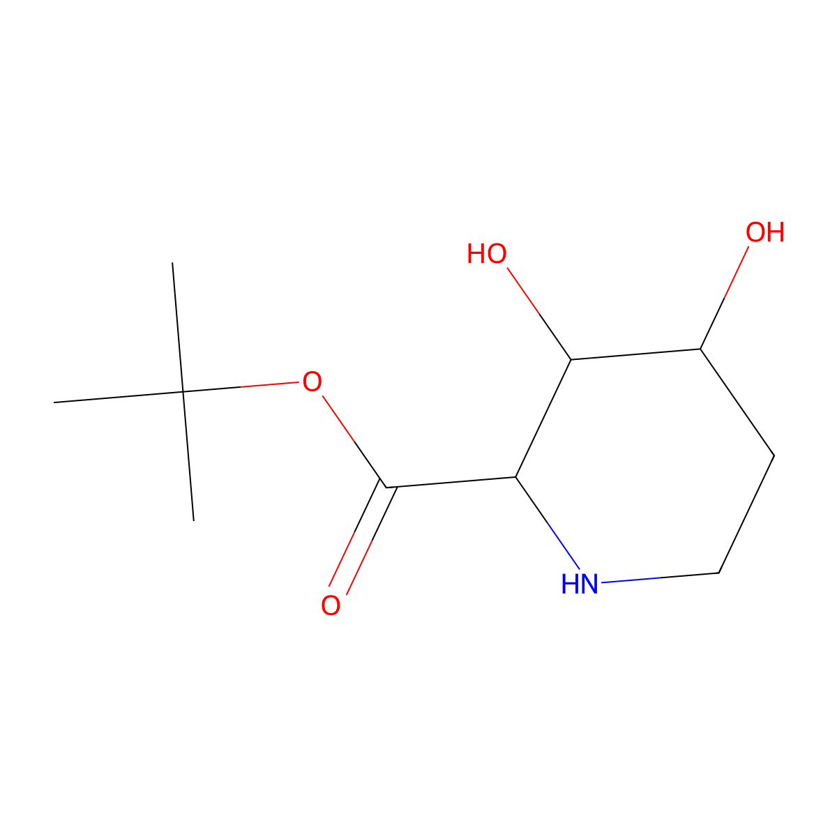 rac-tert-butyl (2R,3R,4S)-3,4-dihydroxypiperidine-2-carboxylate molecular structure, CAS 2580090-99-7