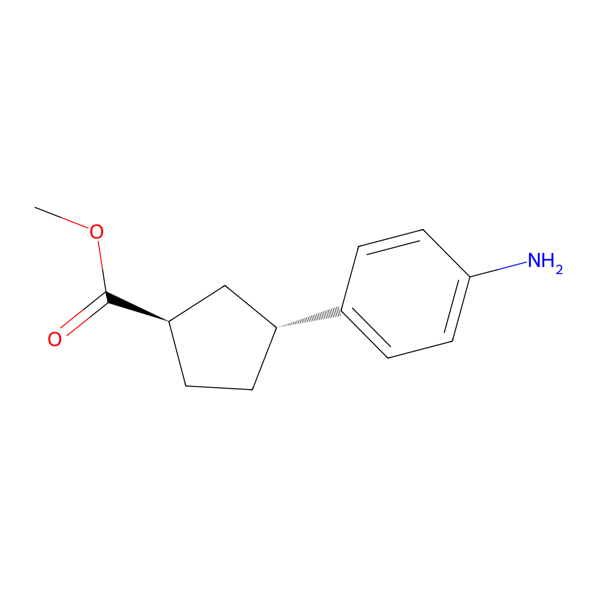rac-methyl (1R,3R)-3-(4-aminophenyl)cyclopentane-1-carboxylate molecular structure, CAS 2580091-13-8