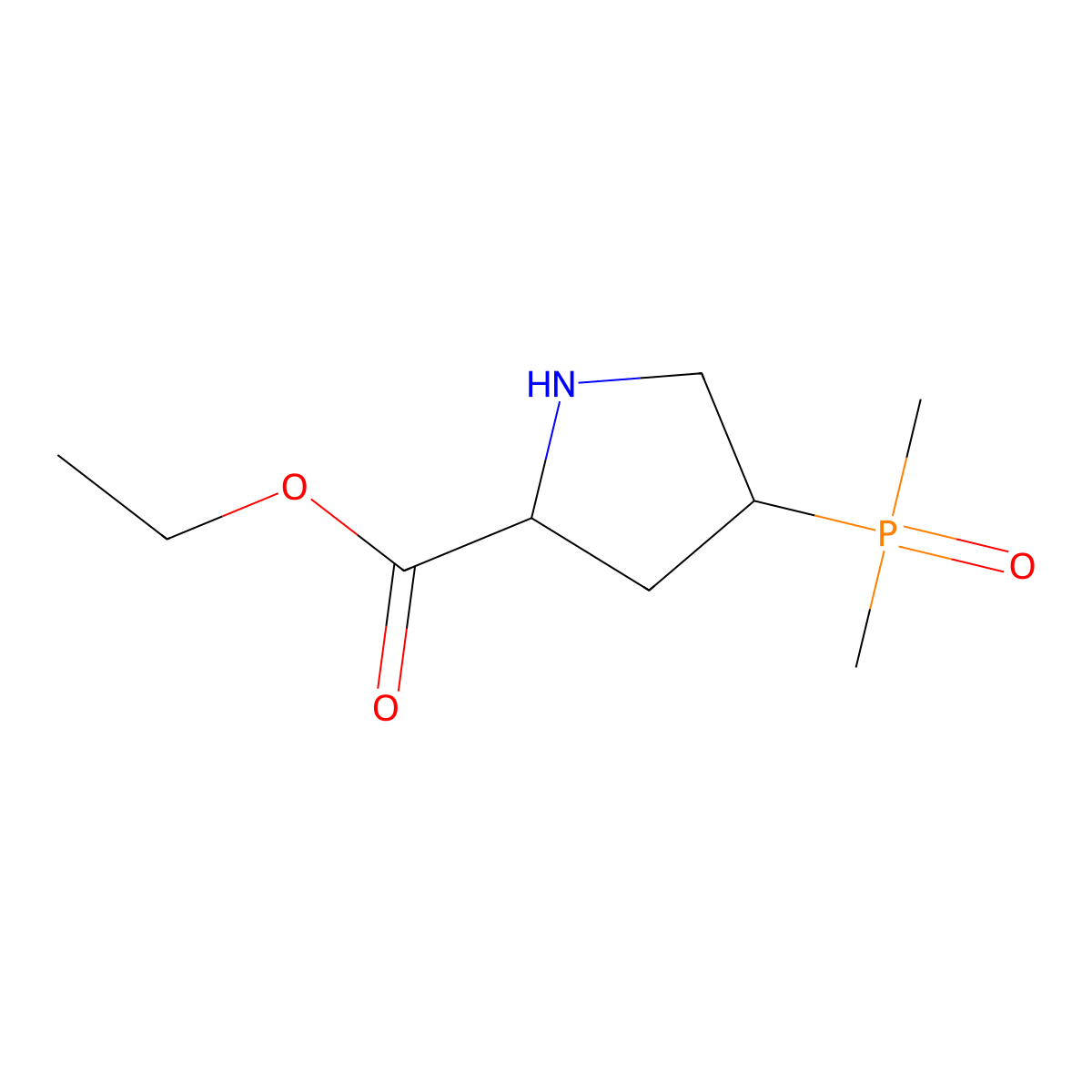 rac-ethyl (2R,4R)-4-(dimethylphosphoryl)pyrrolidine-2-carboxylate molecular structure, CAS 2580091-18-3