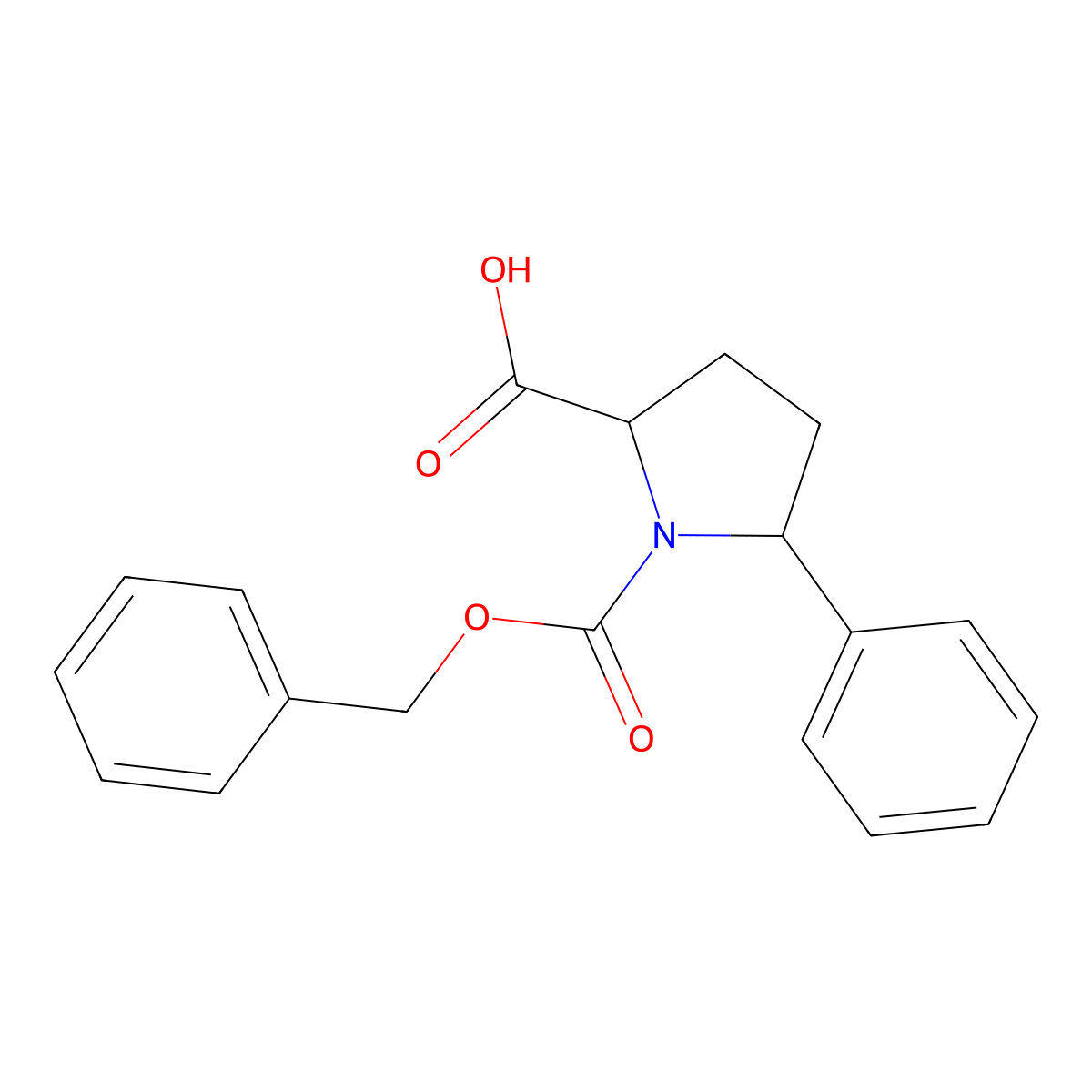 (2R,5R)-1-[(benzyloxy)carbonyl]-5-phenylpyrrolidine-2-carboxylic acid molecular structure, CAS 2580091-28-5