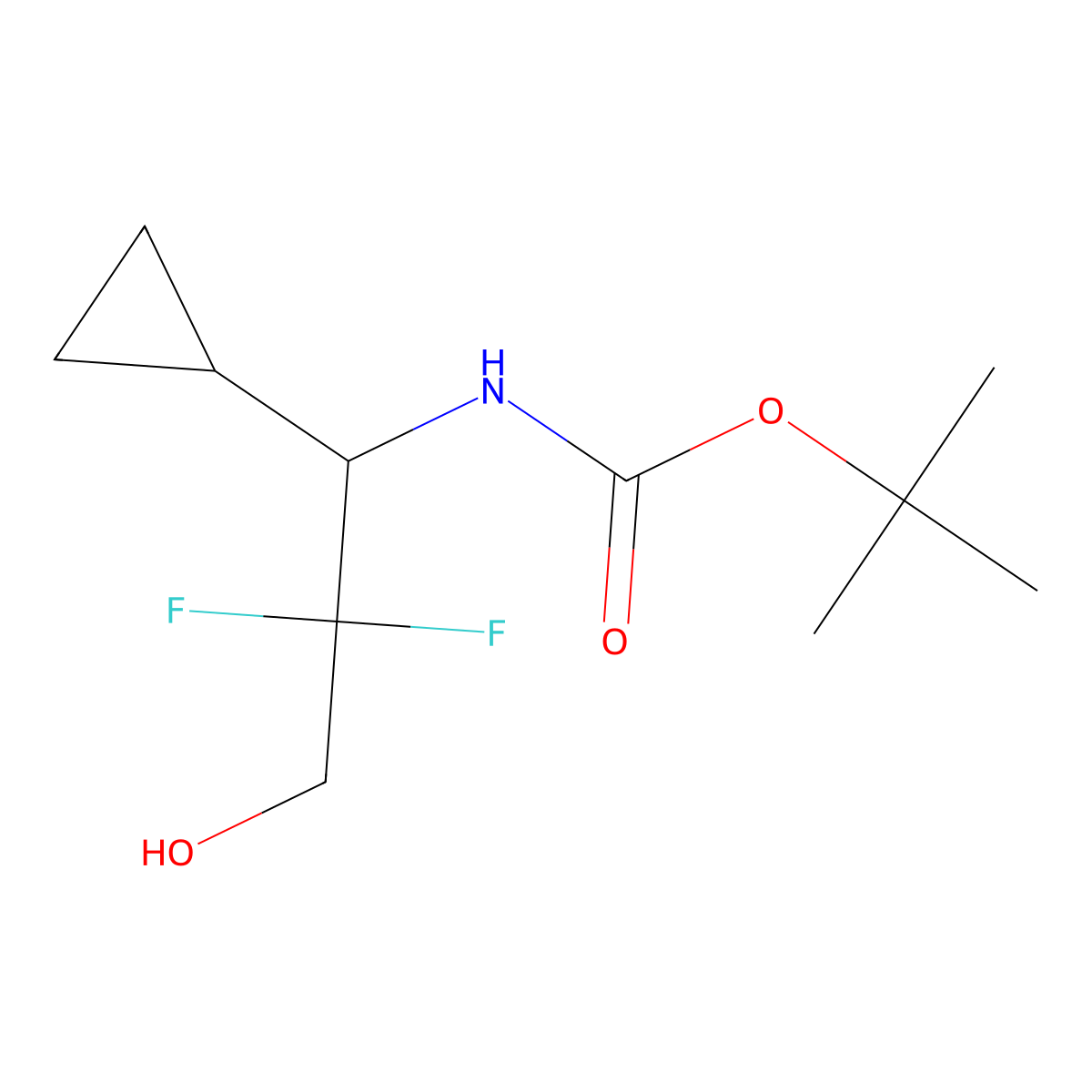 tert-butyl N-[(1S)-1-cyclopropyl-2,2-difluoro-3-hydroxypropyl]carbamate molecular structure, CAS 2580091-29-6