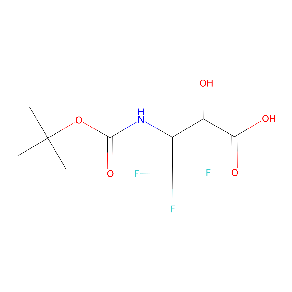 rac-(2R,3S)-3-{[(tert-butoxy)carbonyl]amino}-4,4,4-trifluoro-2-hydroxybutanoic acid molecular structure, CAS 2580091-49-0