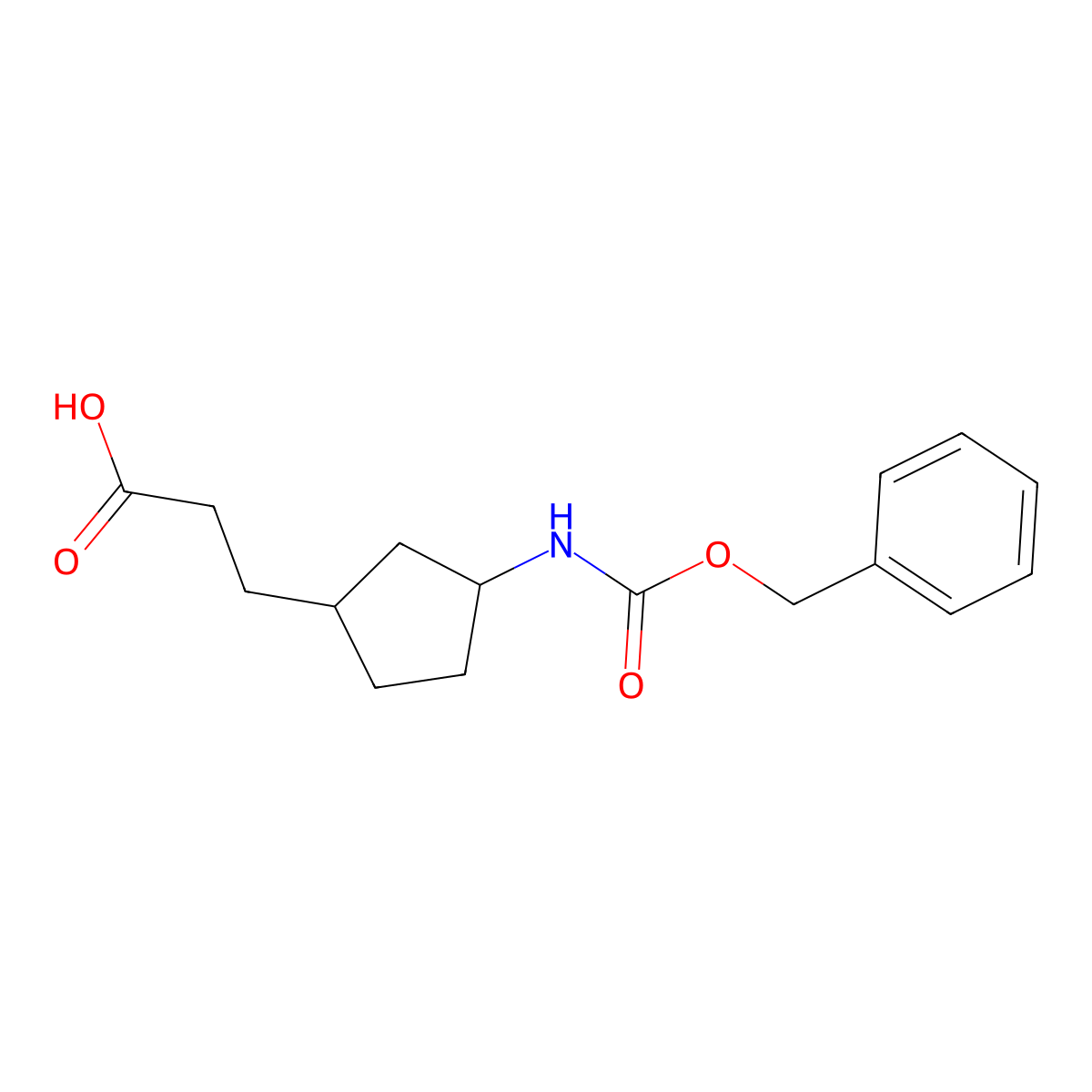 rac-3-[(1R,3R)-3-{[(benzyloxy)carbonyl]amino}cyclopentyl]propanoic acid molecular structure, CAS 2580091-51-4
