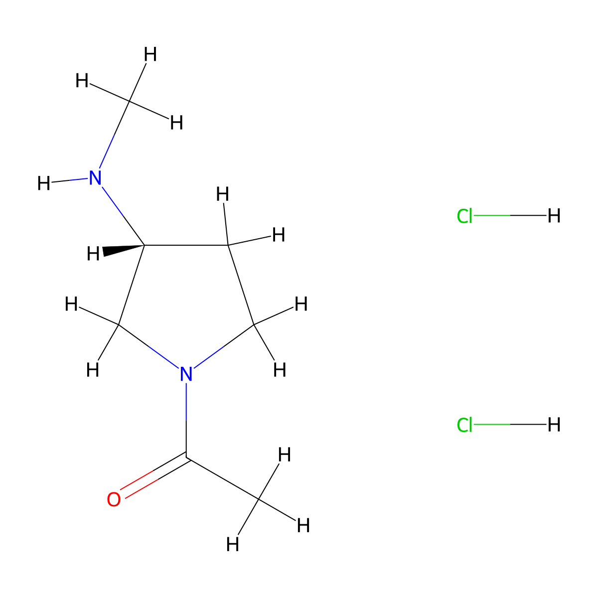 1-[(3R)-3-(Methylamino)pyrrolidin-1-yl]ethanone;dihydrochloride molecular structure, CAS 2580091-52-5