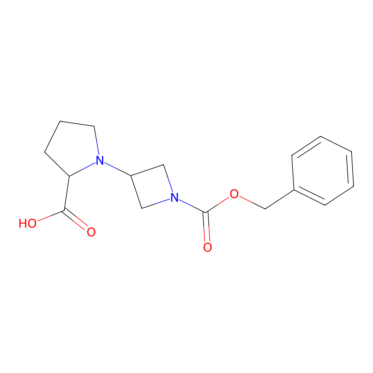(2R)-1-{1-[(benzyloxy)carbonyl]azetidin-3-yl}pyrrolidine-2-carboxylic acid molecular structure, CAS 2580091-67-2