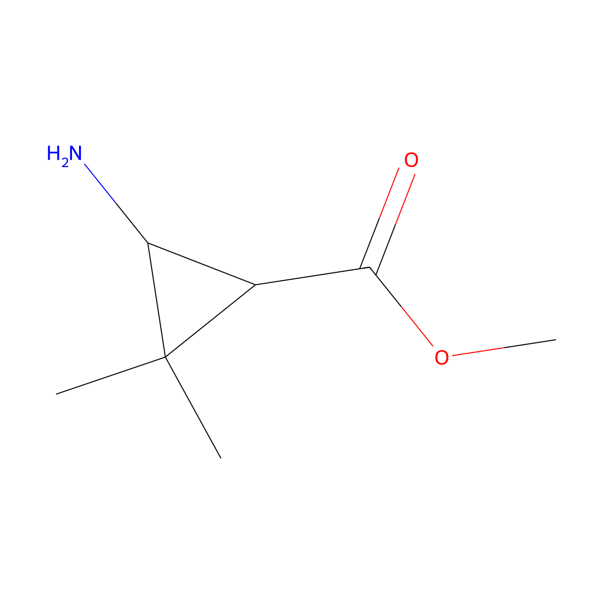 rac-methyl (1R,3R)-3-amino-2,2-dimethylcyclopropane-1-carboxylate molecular structure, CAS 2580091-68-3