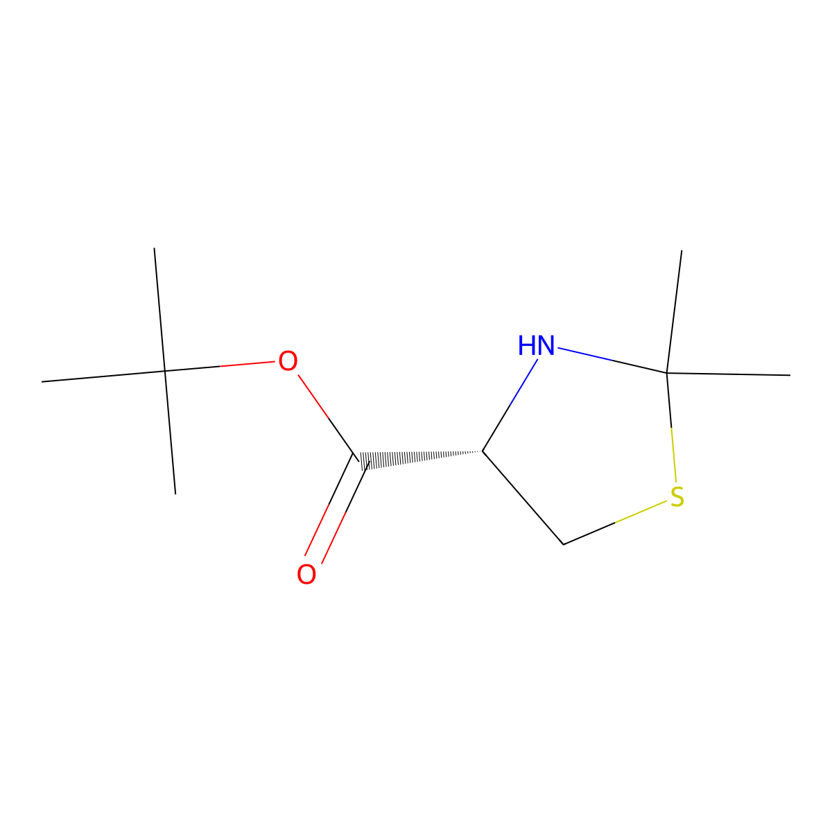 tert-butyl (4S)-2,2-dimethyl-1,3-thiazolidine-4-carboxylate molecular structure, CAS 2580091-69-4