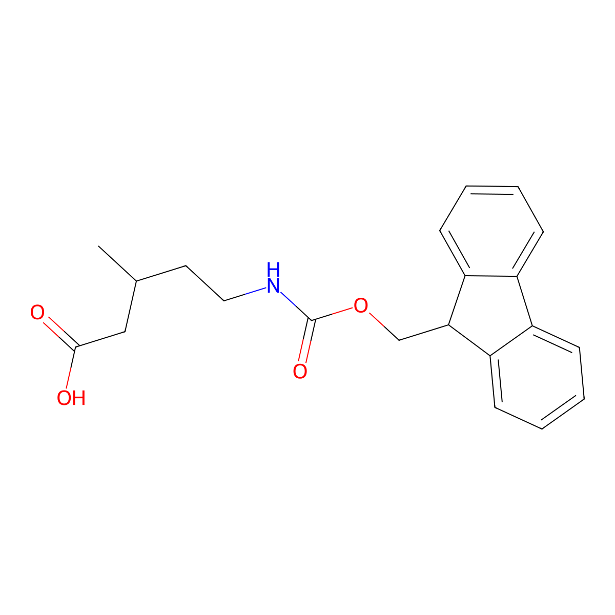 (3R)-5-({[(9H-fluoren-9-yl)methoxy]carbonyl}amino)-3-methylpentanoic acid molecular structure, CAS 2580091-80-9