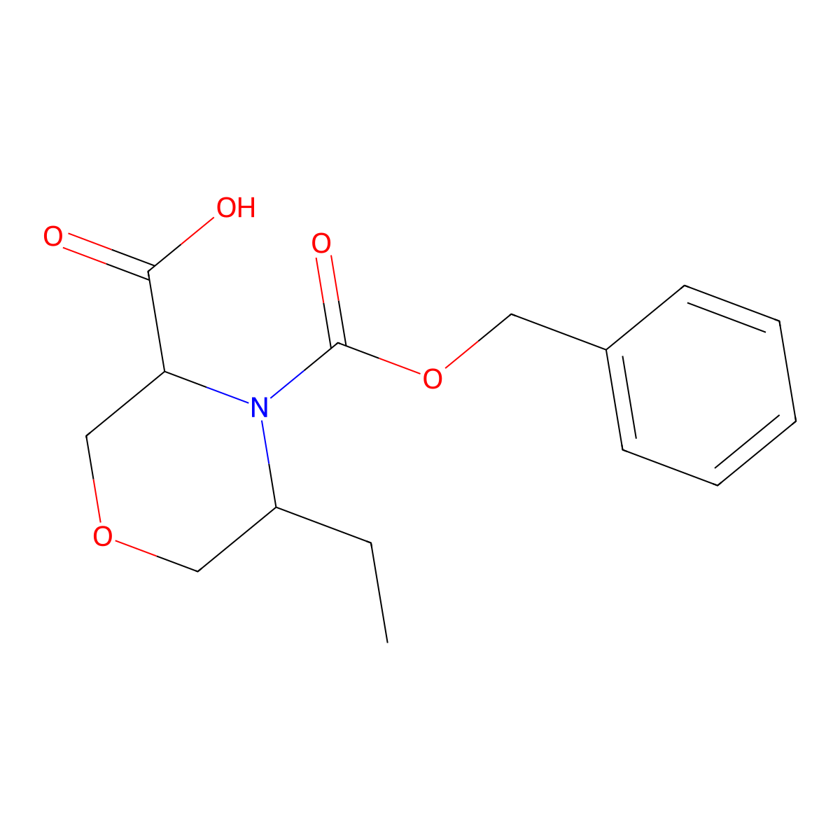 (3S,5S)-4-[(benzyloxy)carbonyl]-5-ethylmorpholine-3-carboxylic acid molecular structure, CAS 2580091-84-3