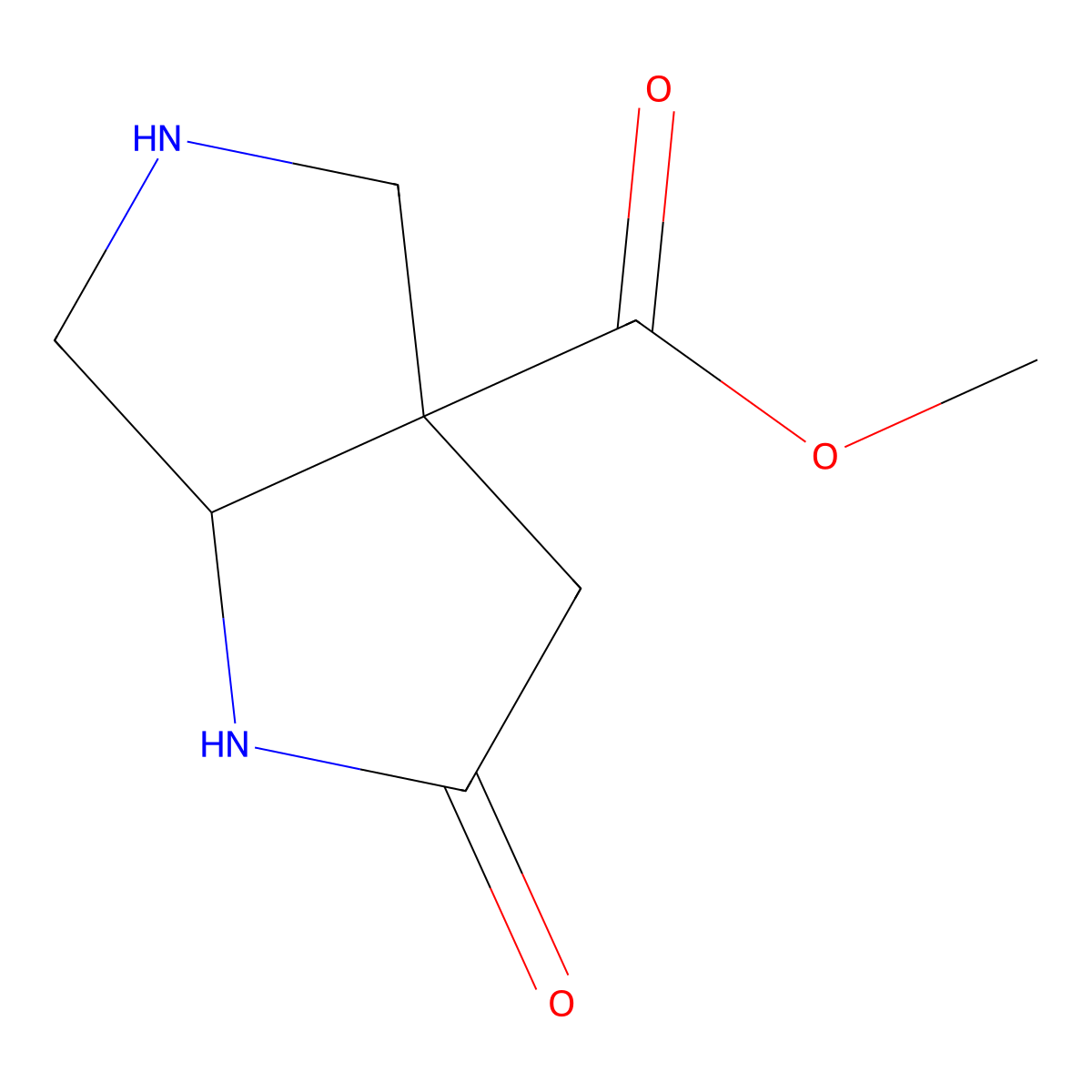 rac-methyl (3aR,6aS)-2-oxo-octahydropyrrolo[3,4-b]pyrrole-3a-carboxylate molecular structure, CAS 2580092-03-9