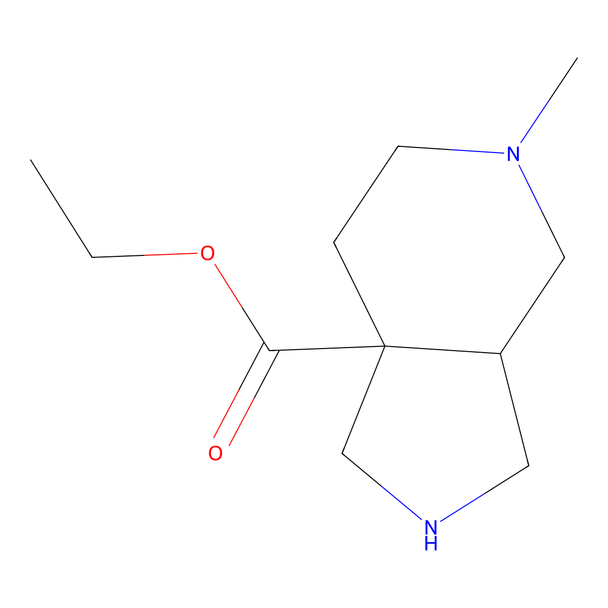 rac-ethyl (3aR,7aR)-5-methyl-octahydro-1H-pyrrolo[3,4-c]pyridine-7a-carboxylate molecular structure, CAS 2580092-09-5