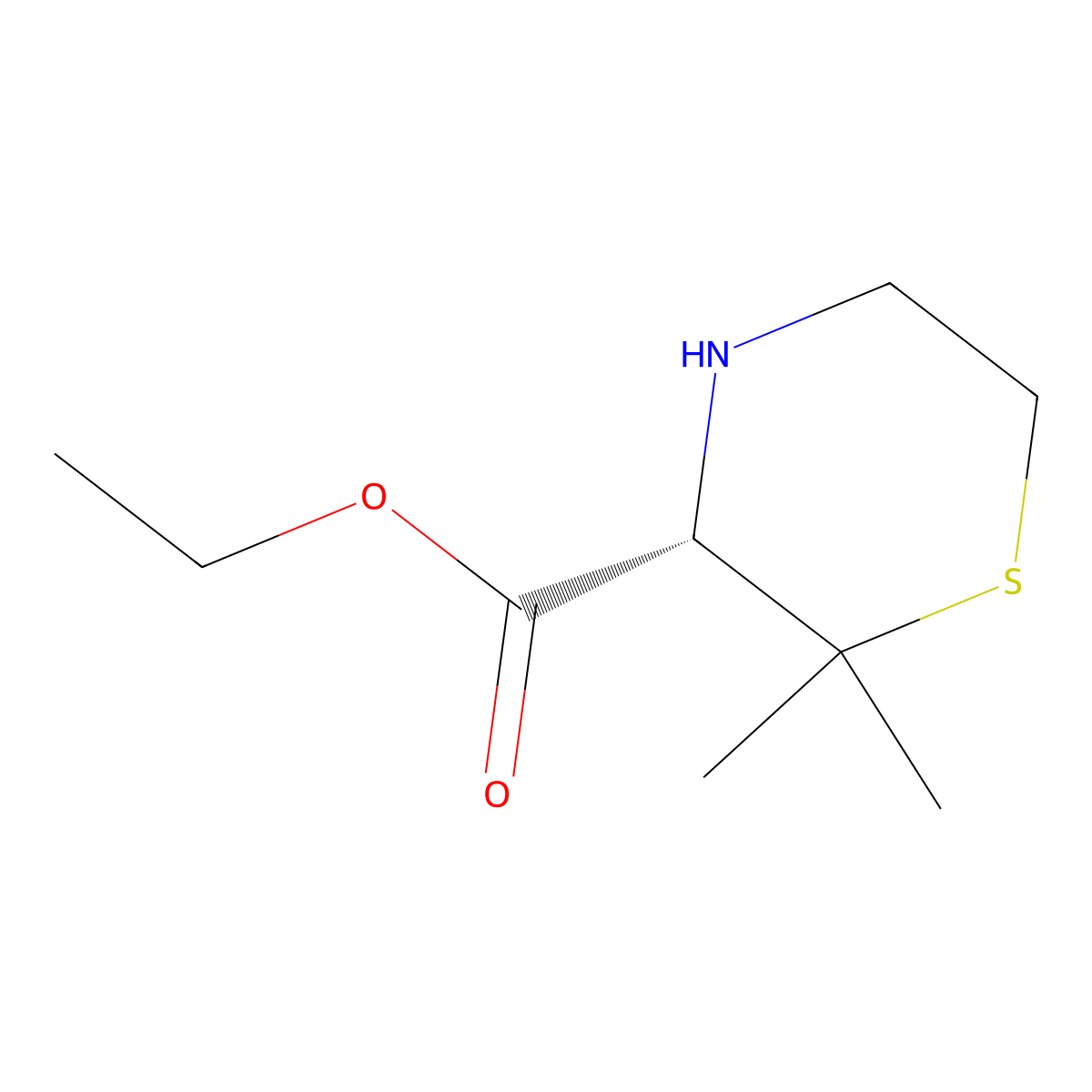 ethyl (3S)-2,2-dimethylthiomorpholine-3-carboxylate molecular structure, CAS 2580092-10-8
