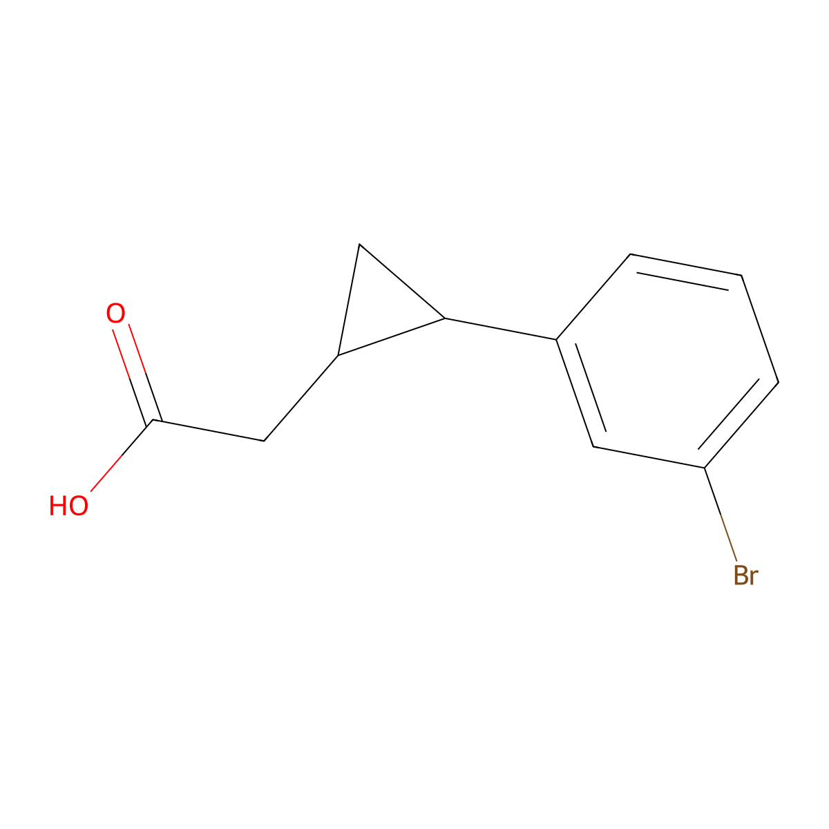 rac-2-[(1R,2S)-2-(3-bromophenyl)cyclopropyl]aceticacid,trans molecular structure, CAS 2580092-27-7
