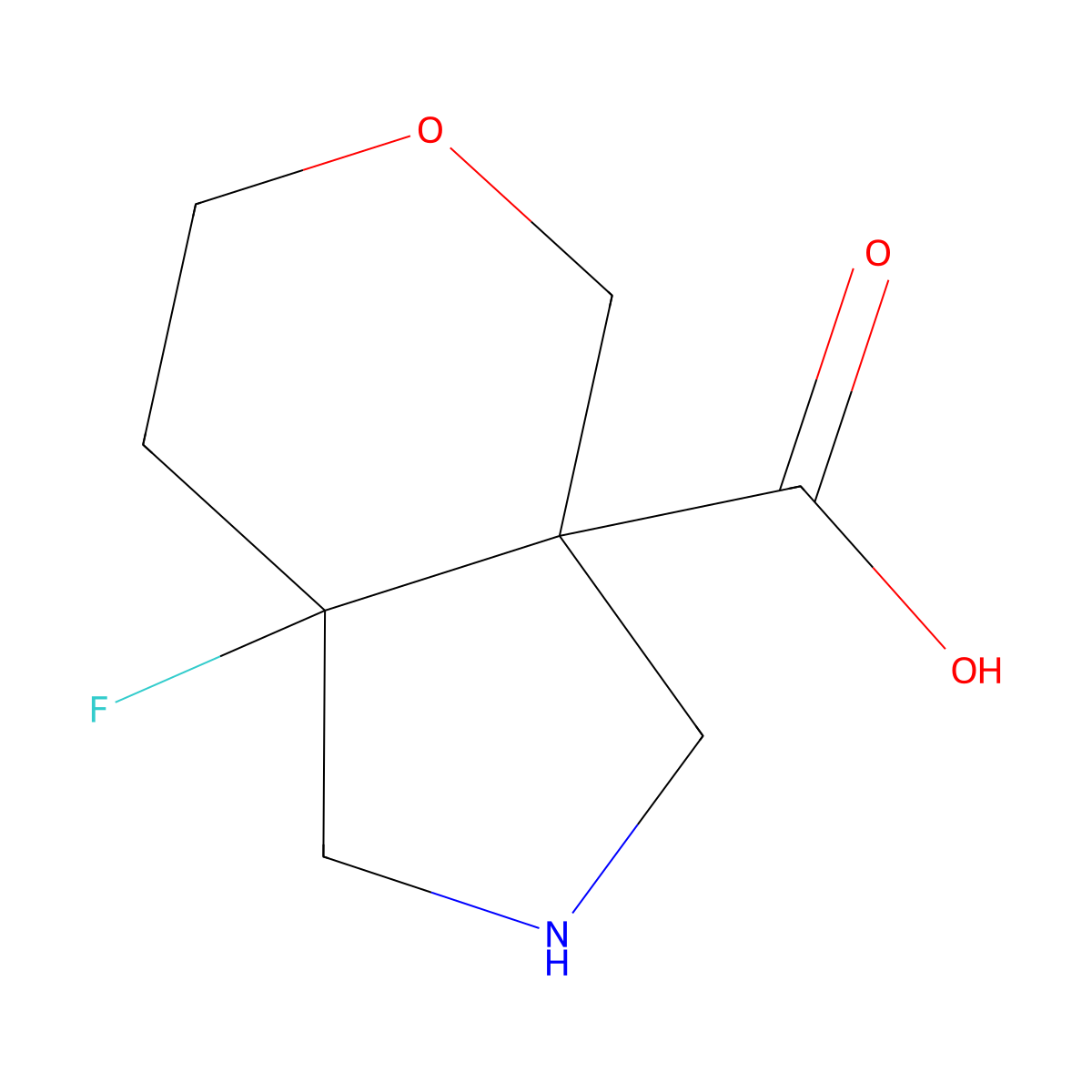 rac-(3aR,7aR)-7a-fluoro-octahydropyrano[3,4-c]pyrrole-3a-carboxylic acid molecular structure, CAS 2580092-32-4