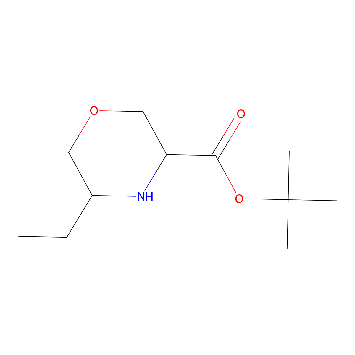 tert-butyl (3S,5S)-5-ethylmorpholine-3-carboxylate molecular structure, CAS 2580092-34-6