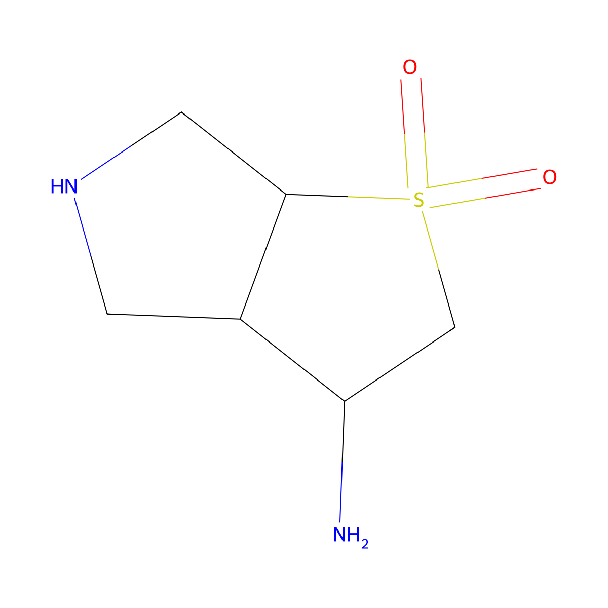 rac-(3R,3aR,6aS)-3-amino-hexahydro-2H-1lambda6-thieno[2,3-c]pyrrole-1,1-dione molecular structure, CAS 2580092-35-7