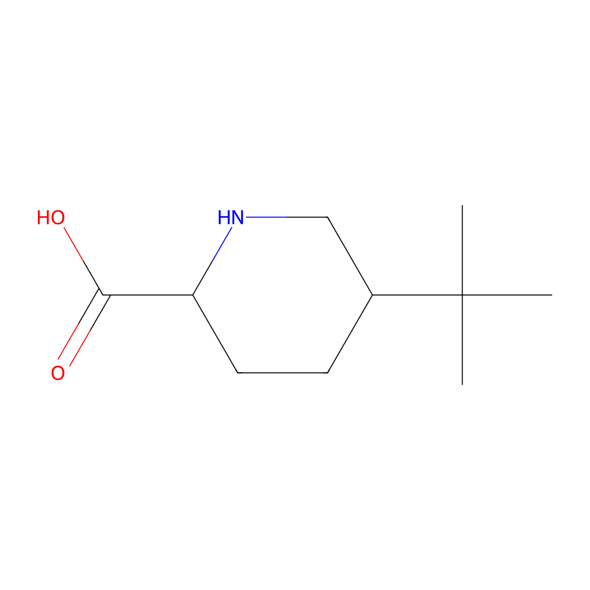 rac-(2R,5S)-5-tert-butylpiperidine-2-carboxylic acid molecular structure, CAS 2580092-38-0