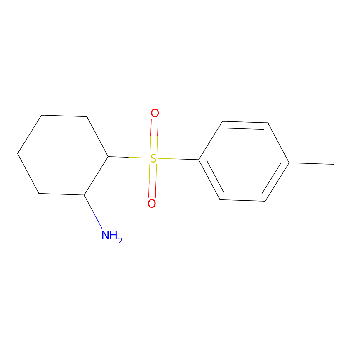 rac-(1R,2R)-2-(4-methylbenzenesulfonyl)cyclohexan-1-amine molecular structure, CAS 2580092-39-1