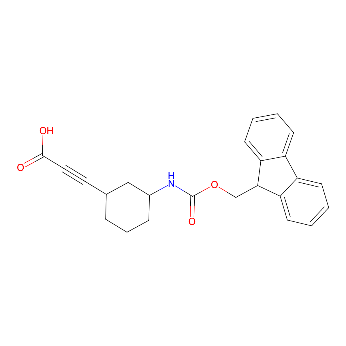rac-3-[(1R,3S)-3-({[(9H-fluoren-9-yl)methoxy]carbonyl}amino)cyclohexyl]prop-2-ynoic acid molecular structure, CAS 2580092-48-2