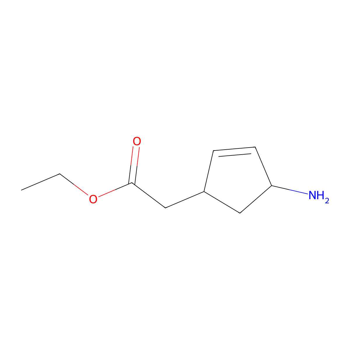 ethyl 2-[(1R,4R)-4-aminocyclopent-2-en-1-yl]acetate molecular structure, CAS 2580092-63-1
